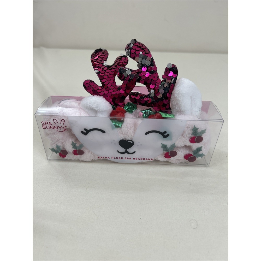 Spa Bunny Extra Plush Headband Spa Makeup Stretch Reindeer Sparkling new
